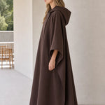 Women's Hooded Maxi Cape Coat Longline Asymmetric Wrap Cloak