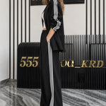Women's 2-Piece Sporty Chic Blazer and Wide-Leg Track Pant Set