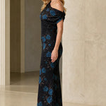 One-Shoulder Sequin Floral Evening Gown