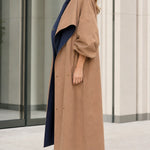 Contrast Lining Oversized Longline Duster Trench Coat