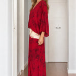 Boho Chic Tie-Dye V-Neck Blouse and Maxi Skirt Two-Piece Set
