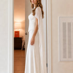 Elegant Mock Neck Corset Cape Evening Maxi Dress