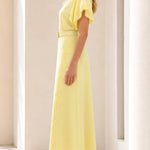 Elegant Lace-Trimmed Midi Dress with Belt