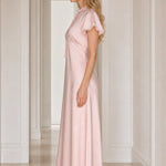 Elegance Satin Lace-Trim Maxi Dress