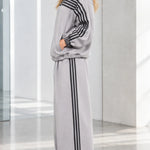 Women's Striped Zip-Up Track Jacket and Wide-Leg Sweatpants Set