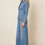 Women's Denim Jacket and Wide-Leg Pants Set