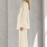 Women's Elegant 2-Piece Tailored Blazer and Wide-Leg Trouser Suit Set