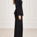 Women's Asymmetric High-Neck Blazer and Wide-Leg Trouser Two-Piece Suit Set