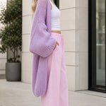 Women's Oversized Open-Front Knit Long Cardigan