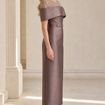 Elegant Sequin Embellished Off-The-Shoulder Midi Evening Dress