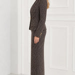 Tweed Single-Button Blazer and Maxi Pencil Skirt Two-Piece Set