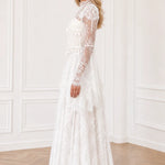 Long Sleeve Lace Corset Maxi Dress with Tassel Fringe and Cutout Back
