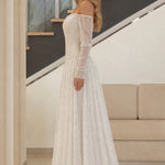 Off-the-Shoulder Pearl Beaded Basque Waist Corset Evening Gown
