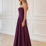 Satin Strapless Sequin Accented Evening Gown