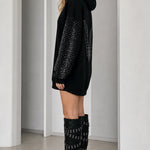 Rhinestone Angel Wing Oversized Hoodie Dress