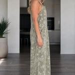 Women's Paisley Print Wide-Leg Overalls Casual Bib Jumpsuit