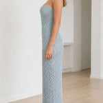 Stunning Sequin Embellished Strapless Maxi Evening Dress