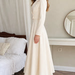 Double-Breasted Blazer A-Line Midi Dress with Notched Lapel