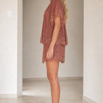 Lace Trimmed Tiered Short Set