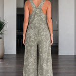 Women's Paisley Print Wide-Leg Overalls Casual Bib Jumpsuit