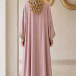 Elegant Embellished V-Neck Kaftan Maxi Dress with Beaded Trim