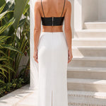 Spaghetti Strap Faux Leather Cutout Embellished Maxi Dress