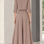 Women's Cropped Jacket and Wide-Leg Pants Two-Piece Set