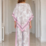 Women's 2-Piece Graphic Print Poncho Top and Wide Leg Pants Set