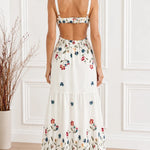Women's Floral Embroidered Cutout Square Neck Maxi Dress