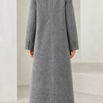 Women's Textured Bouclé Longline Lapel Overcoat