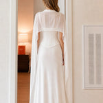 Elegant Mock Neck Corset Cape Evening Maxi Dress