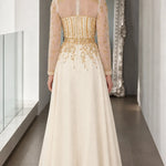 Elegant Sequin Embroidered Wide-Leg Evening Jumpsuit with Sheer Long Sleeves