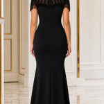 Beaded Illusion High-Neck Mermaid Evening Gown with Front Slit