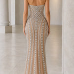 Stunning Sequin and Crystal Embellished Strapless Evening Gown