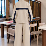 Women's Colorblock Zip-Up Track Jacket and Wide-Leg Pants Set