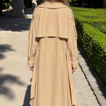 Women's Double-Breasted Maxi Trench Coat and Wide-Leg Pants Set