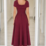 Elegance Bow Accent Square Neck Midi Dress