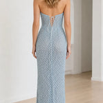 Stunning Sequin Embellished Strapless Maxi Evening Dress