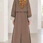 Women's Oversized Maxi Trench Coat with Contrast Turn-Up Cuffs