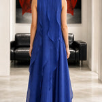 Sleeveless Ruffled Chiffon Maxi Dress