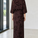 Elegant Mock Neck Sequin Floral Maxi Dress