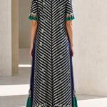 Sequined Chevron Embroidered Tassel Trim Maxi Dress Set