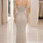 Off-The-Shoulder Embellished Mermaid Evening Gown