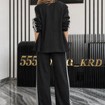 Women's 2-Piece Sporty Chic Blazer and Wide-Leg Track Pant Set