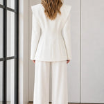 Women's Exaggerated Shawl Lapel Blazer and Wide-Leg Trousers Two-Piece Suit Set