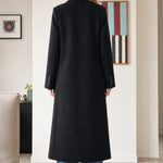 Women's Double-Breasted Maxi Tailored Overcoat with Notched Lapel