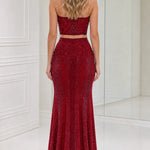 Strapless Beaded Two-Piece Mermaid Evening Gown Set