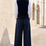 Women's Quilted Vest and Wide-Leg Pants Co-Ord Set
