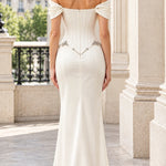 Off-the-Shoulder Rhinestone Corset Evening Gown