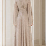 Elegant V-Neck Rhinestone Split Sleeve Maxi Evening Dress